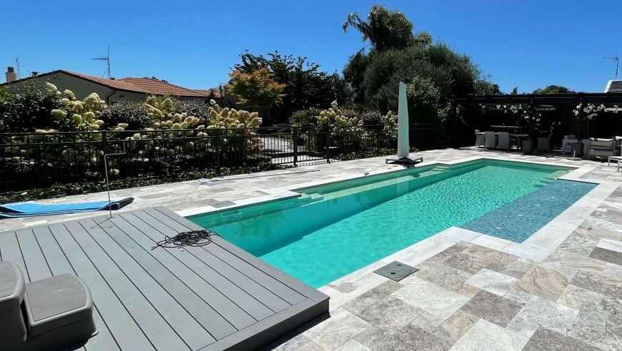 Compass Pools Australia Pool with In deck Roller Cover in Vogue 10.2m Pearl